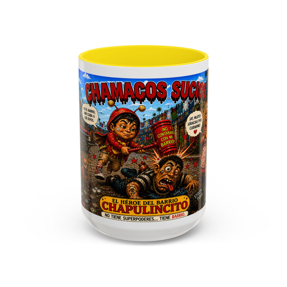 Chapulincito – El Héroe del Barrio Accent Coffee Mug (11oz & 15oz)