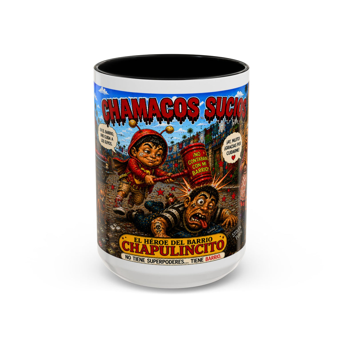 Chapulincito – El Héroe del Barrio Accent Coffee Mug (11oz & 15oz)
