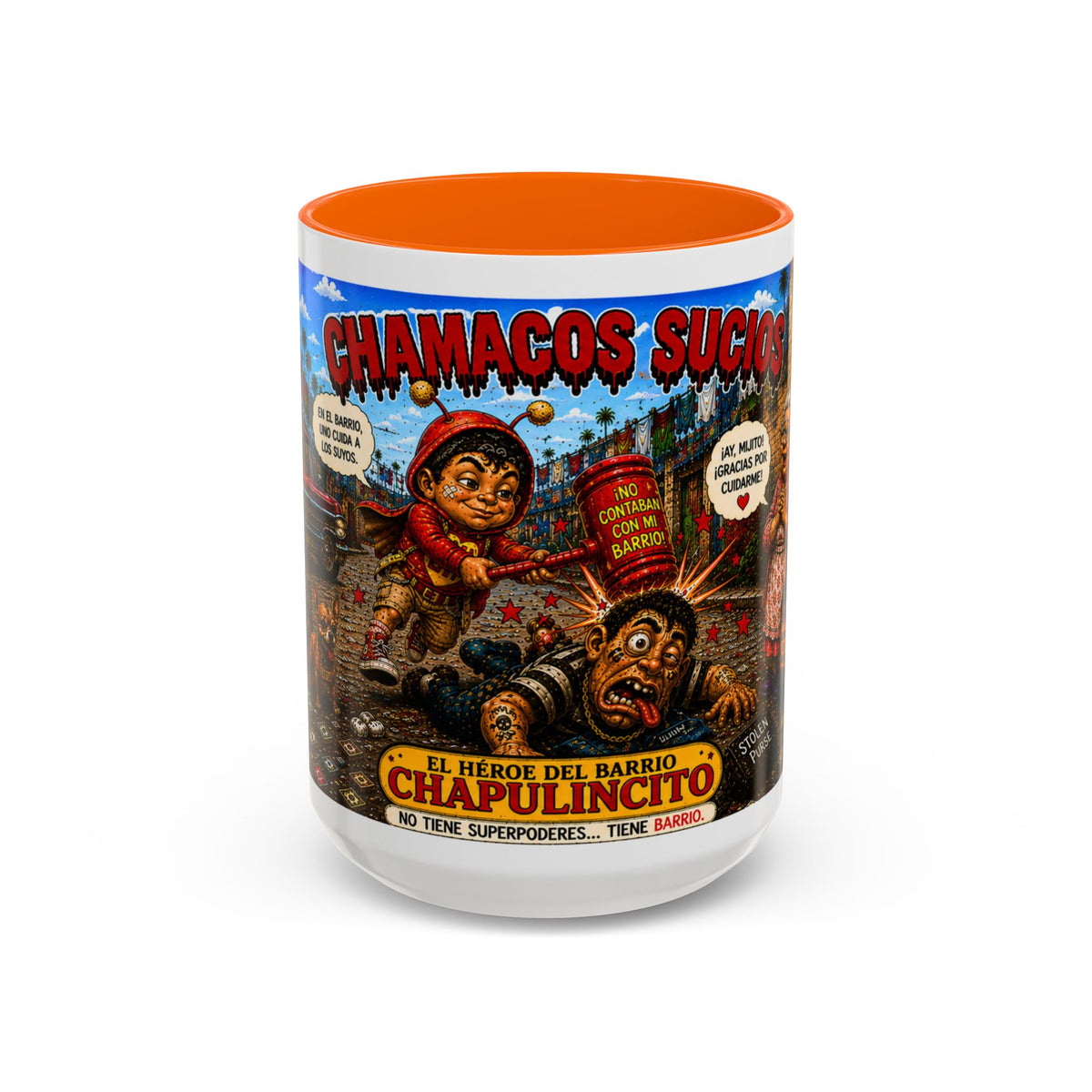 Chapulincito – El Héroe del Barrio Accent Coffee Mug (11oz & 15oz)